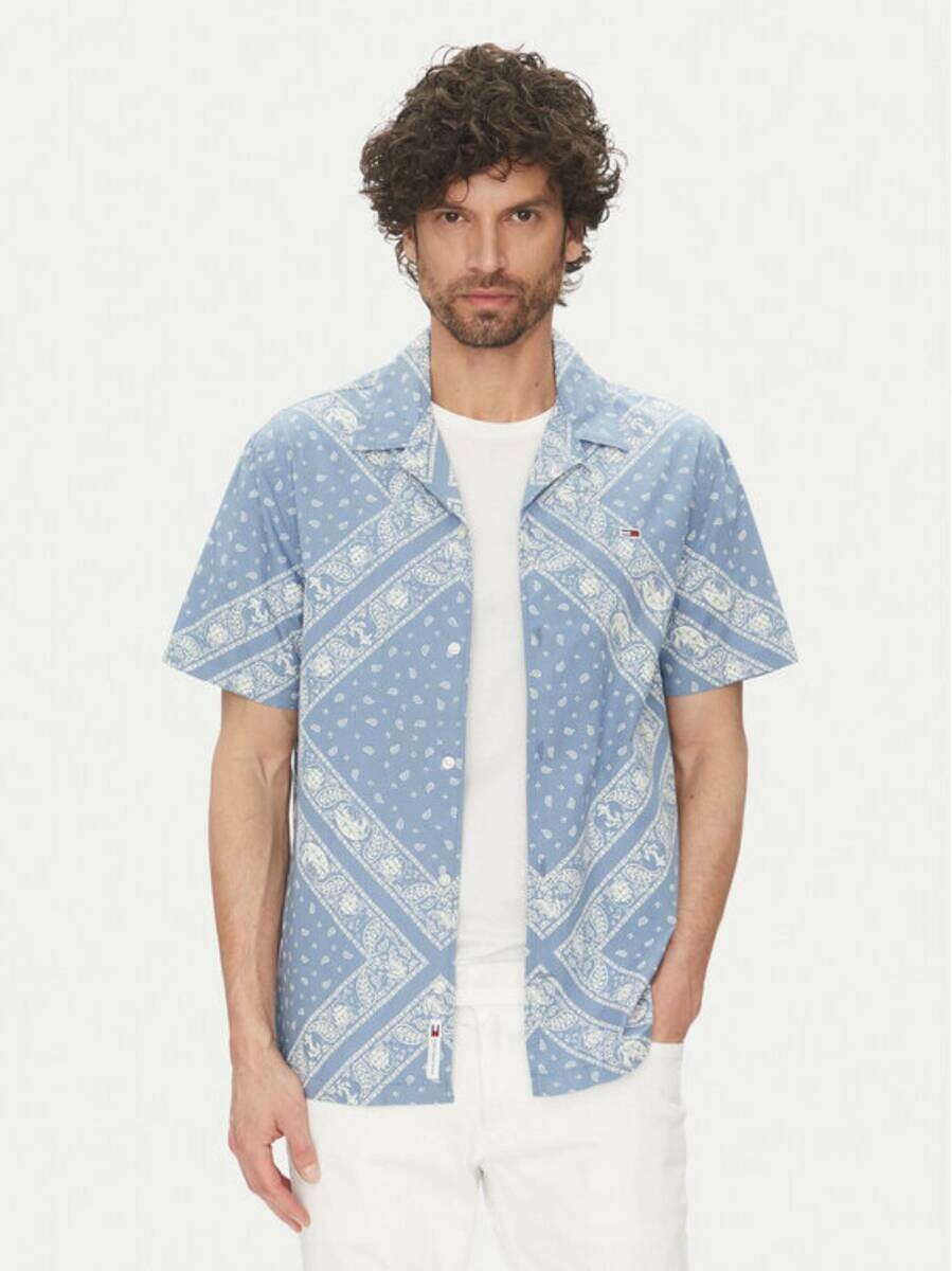 Tommy Jeans pánská modrá košile - L (DY6)