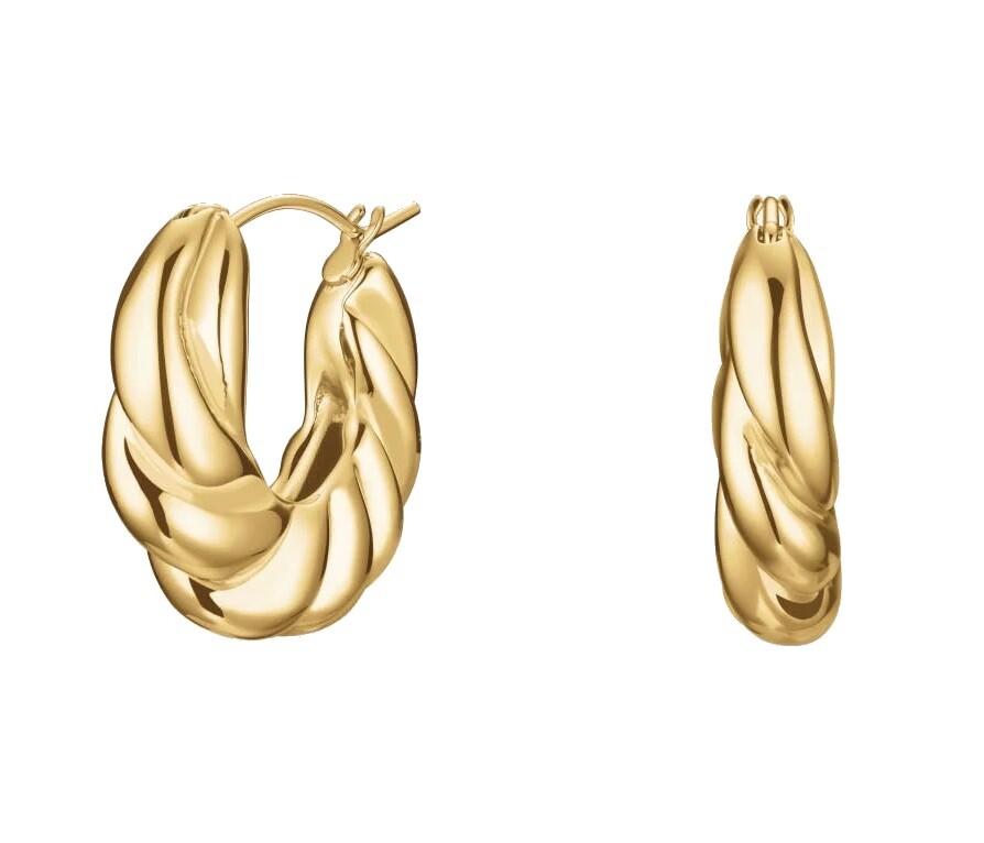 Rosefield Slušivé pozlacené náušnice Twisted JETHG-J972