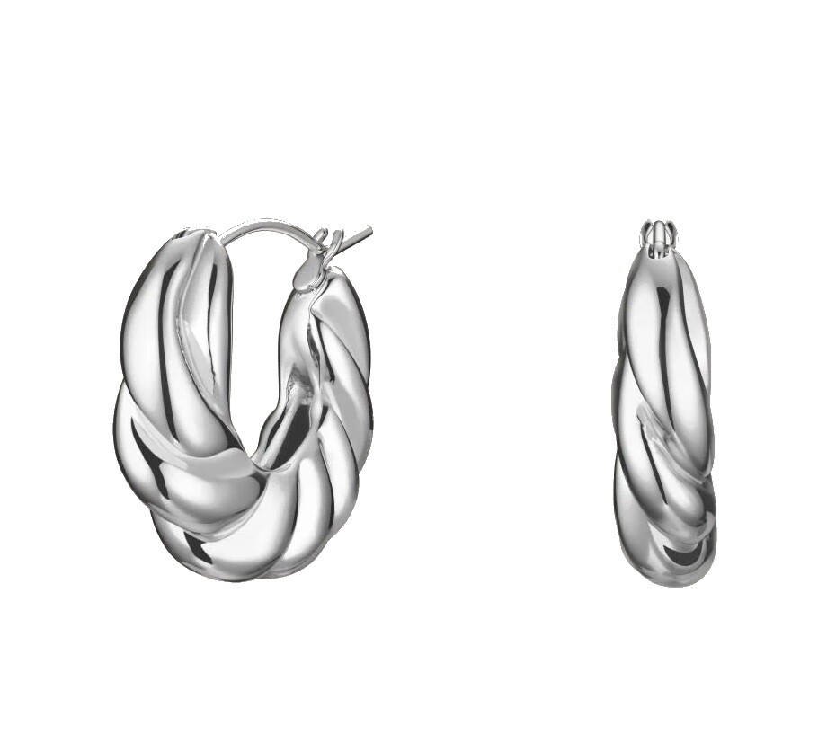 Rosefield Slušivé ocelové náušnice Twisted JETHS-J979