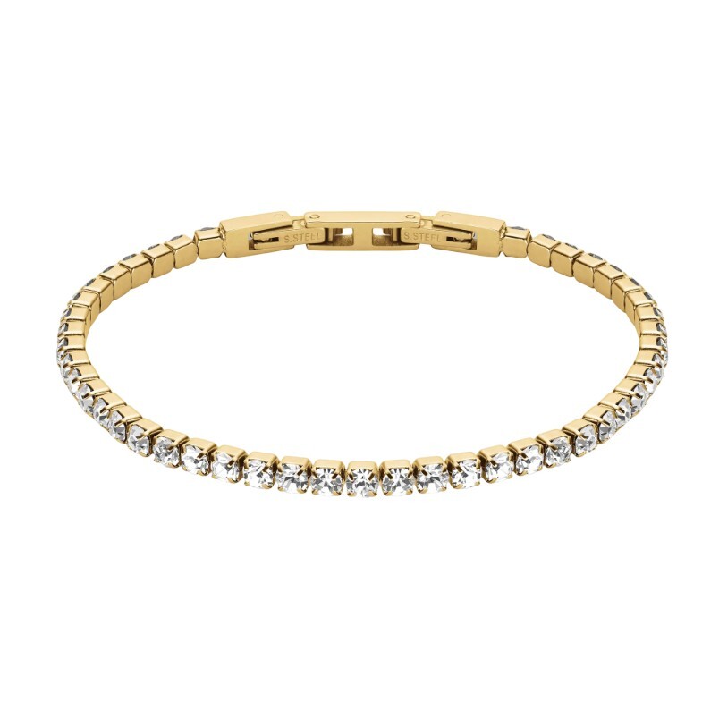 Rosefield Slušivý pozlacený náramek s krystaly Tennis JBTWG-J1035