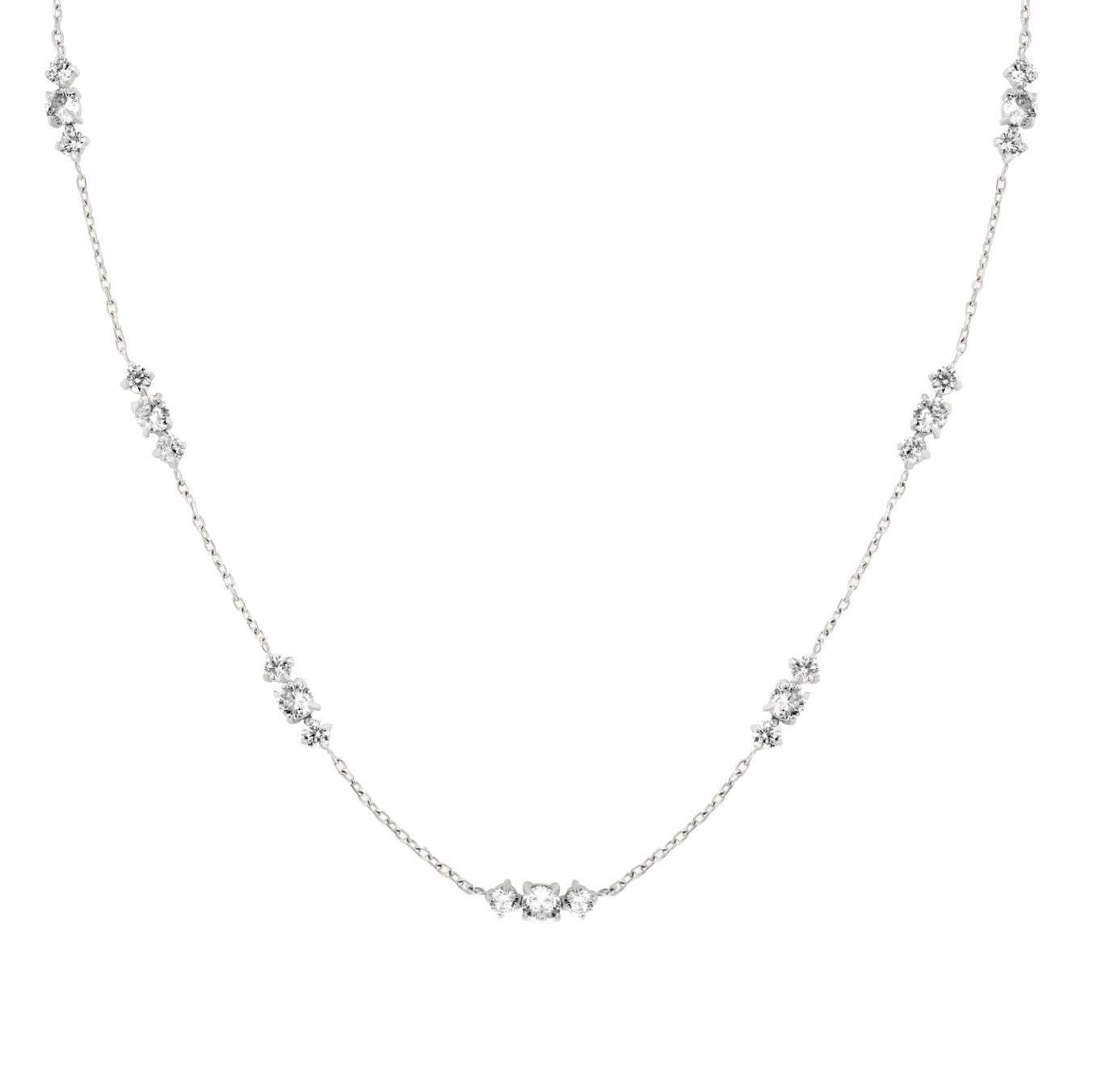 Rosefield Elegantní ocelový náhrdelník s krystaly Triple JNTCS-J1016