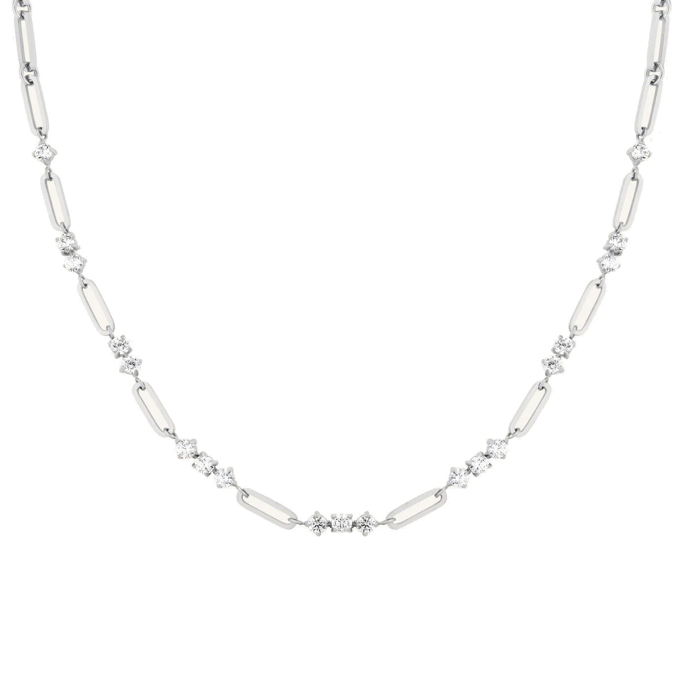 Rosefield Luxusní ocelový náhrdelník s krystaly Graduated JNGCS-J1019