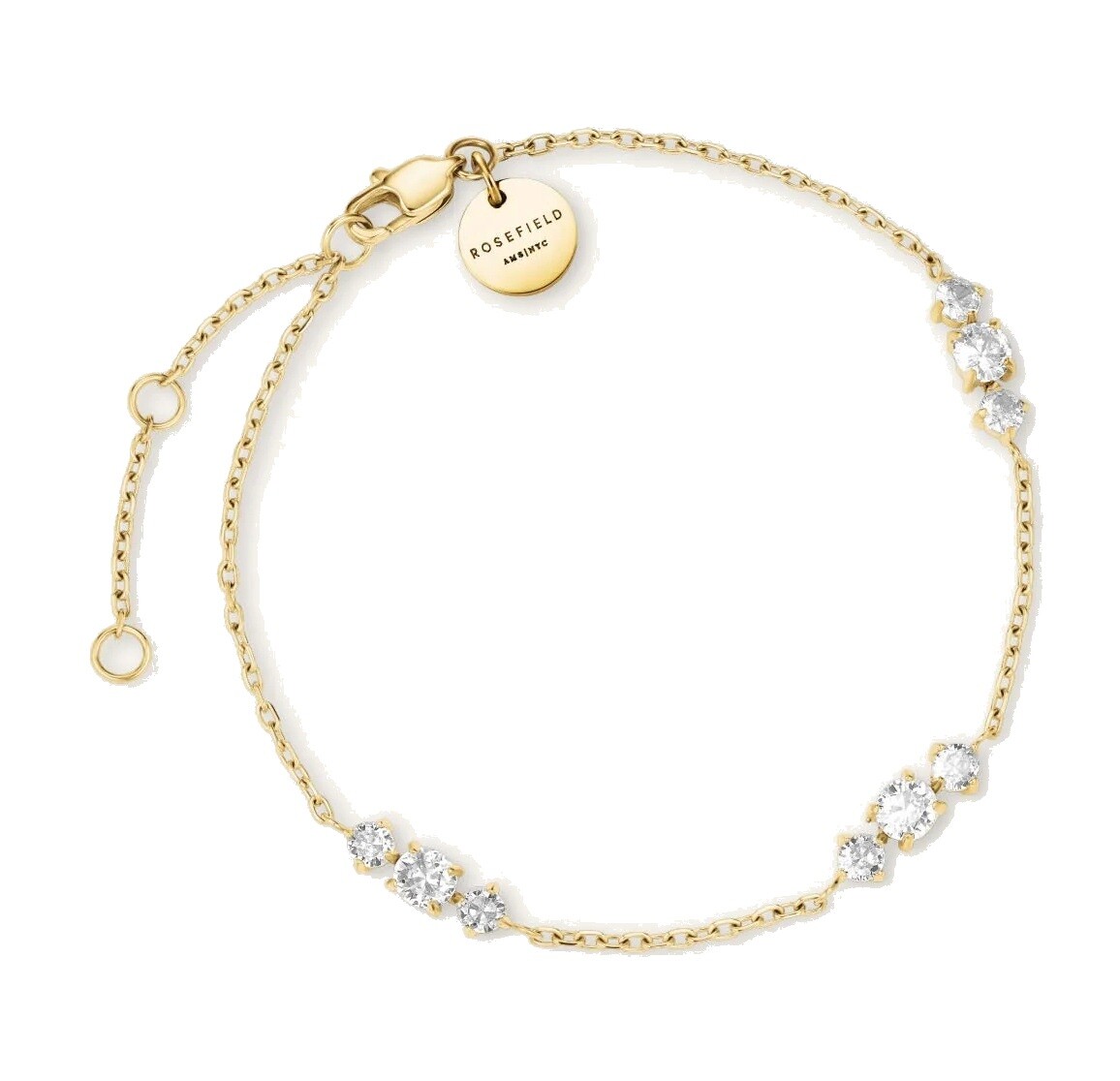 Rosefield Pozlacený náramek s čirými krystaly Triple JBTCG-J1020