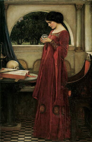 Waterhouse, John William Plakát, Obraz - The Crystal Ball, 1902, Waterhouse, John William, 26.7 × 40 cm