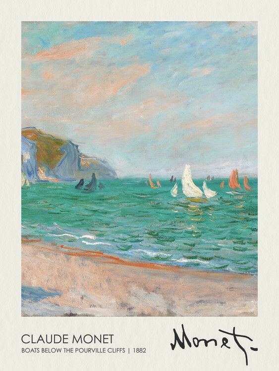 Claude Monet Obrazová reprodukce Boats Below the Pourville Cliffs (1882), Claude Monet, 30 × 40 cm