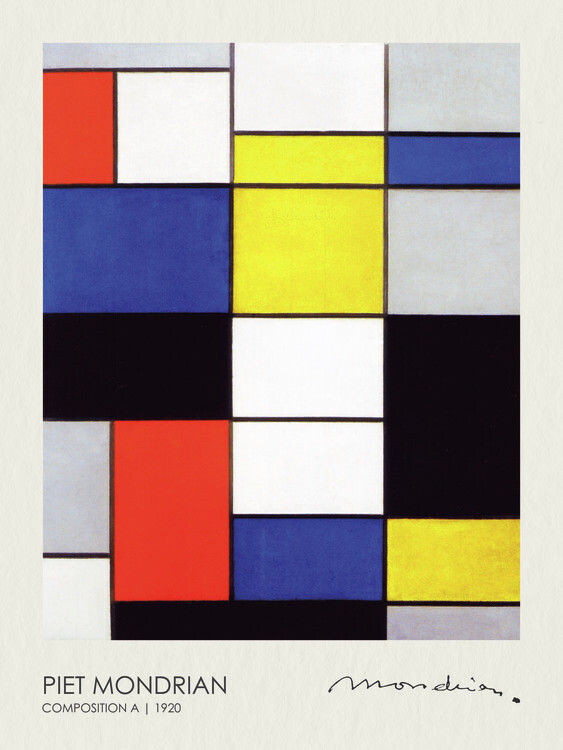Piet Mondrian Plakát, Obraz - Composition A (1920), Piet Mondrian, 30 × 40 cm