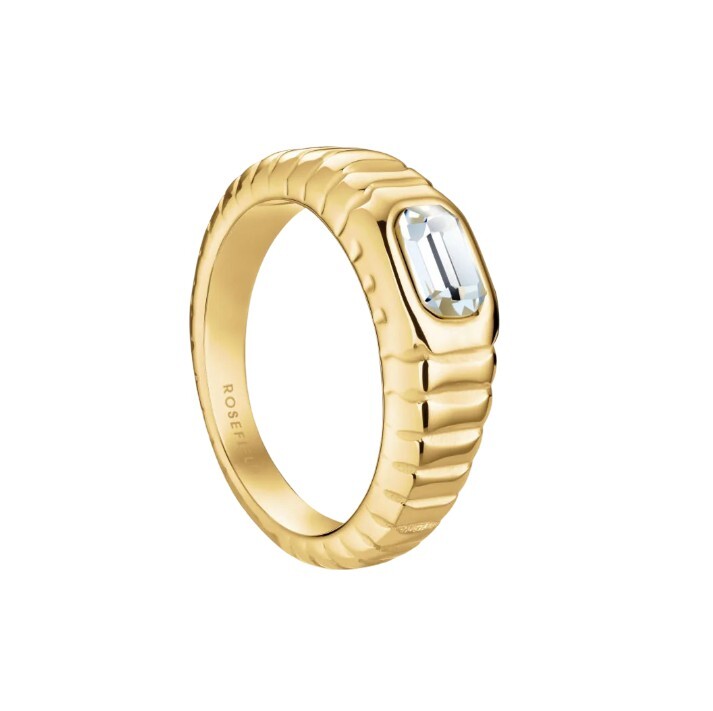 Rosefield Úchvatný pozlacený prsten z oceli s krystalem Iconic JROR 52 mm