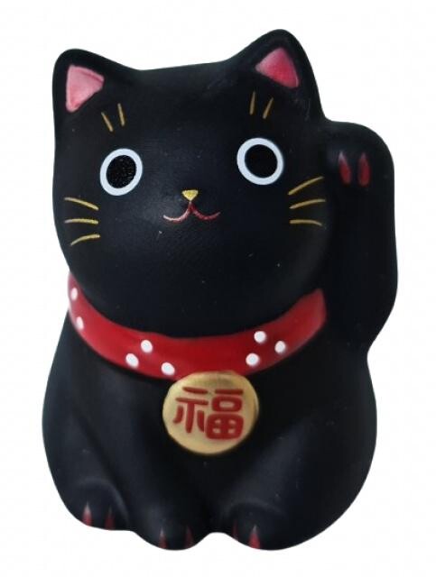 Japonská kočka štěstí Maneki Neko černá, 5,5cm