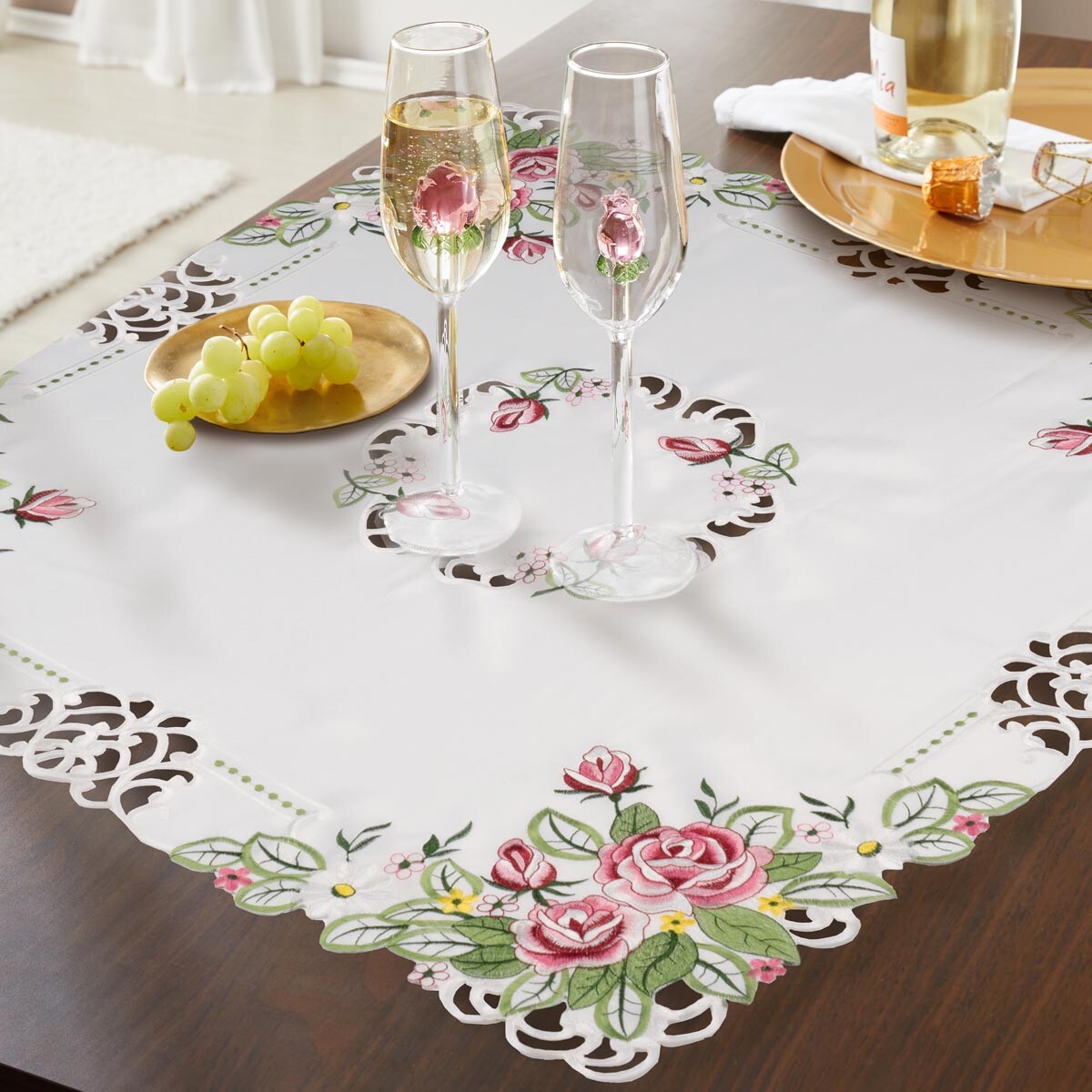 Die moderne Hausfrau Ubrus s výšivkou Růže, 85 x 85 cm