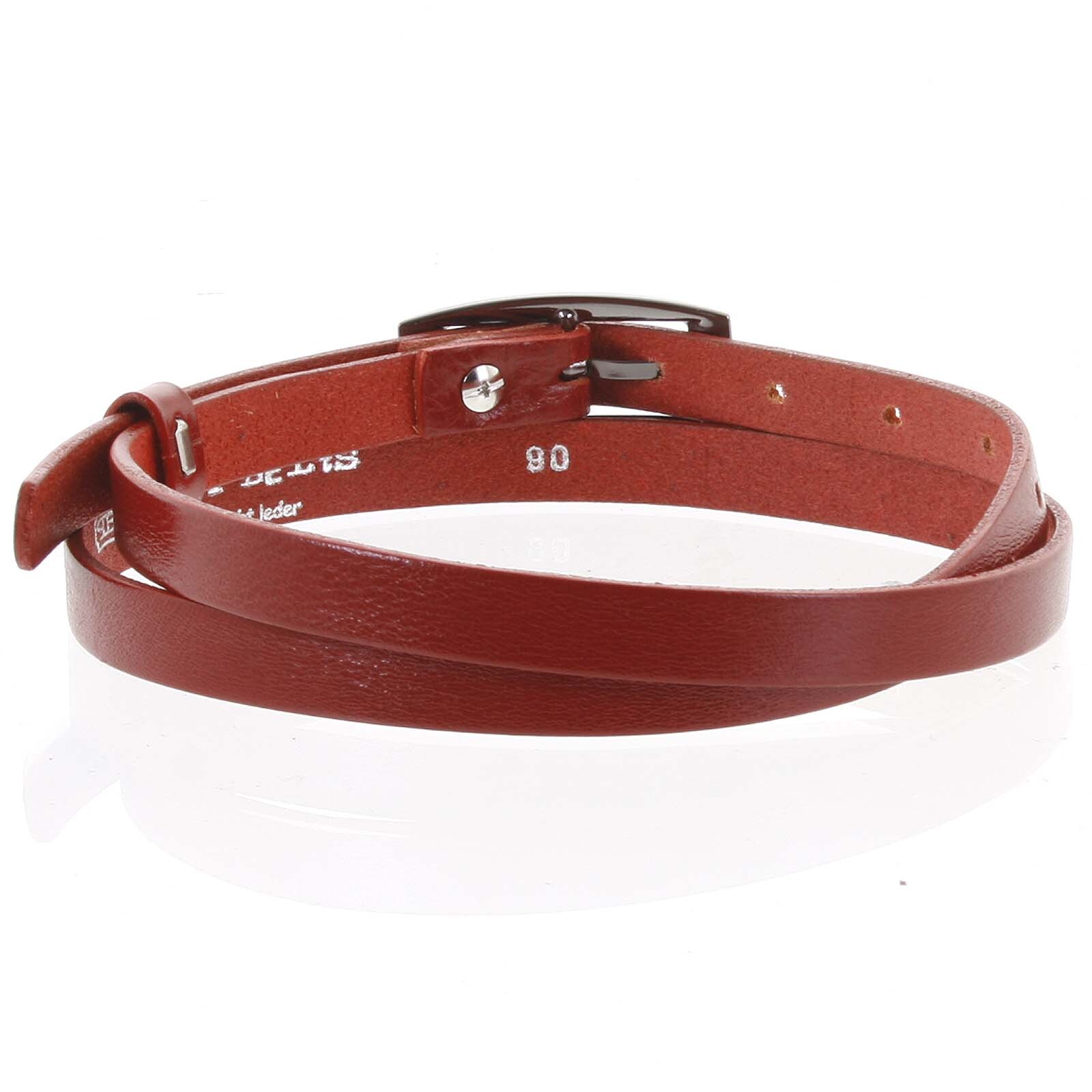 Jemný dámský kožený opasek Markéta červený vel. 90