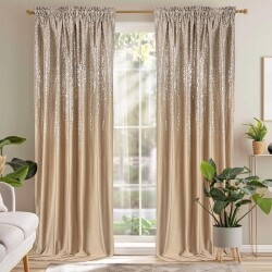 Závěs velurový se stříbrnou aplikací béžový