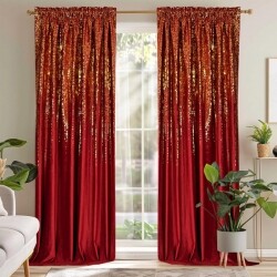 Závěs velurový se zlatou aplikací červený