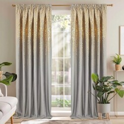 Závěs velurový se zlatou aplikací šedý