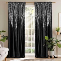 Závěs velurový se stříbrnou aplikací černý