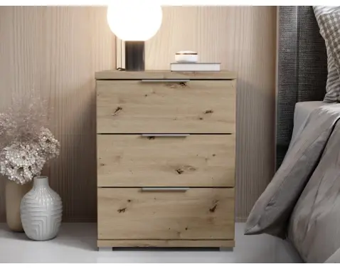 Noční stolek se 3 zásuvkami Smilla, výška 61 cm, dub artisan