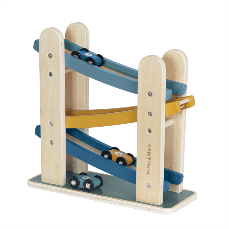 PETITE&MARS Hračka dřevěná závodní dráha Milky Way Wood of Mars 18m+ Cosmic Blue