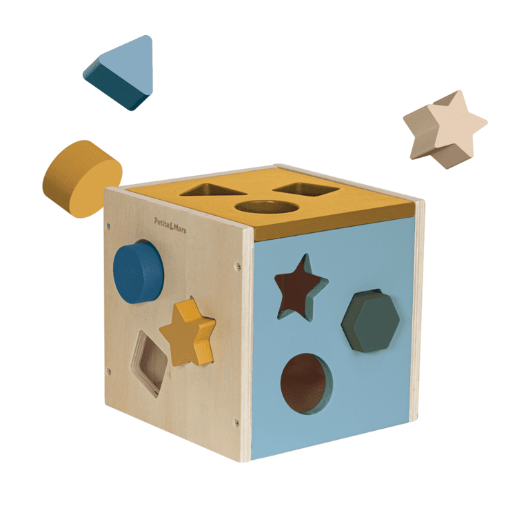 PETITE&MARS Hračka dřevěná třídící Gravity Wood of Mars 12m+ Cosmic Blue