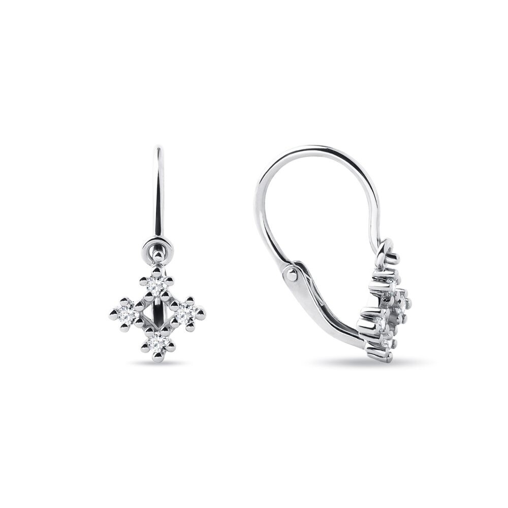 Dětské náušnice vločky s diamanty v bílém zlatě KLENOTA