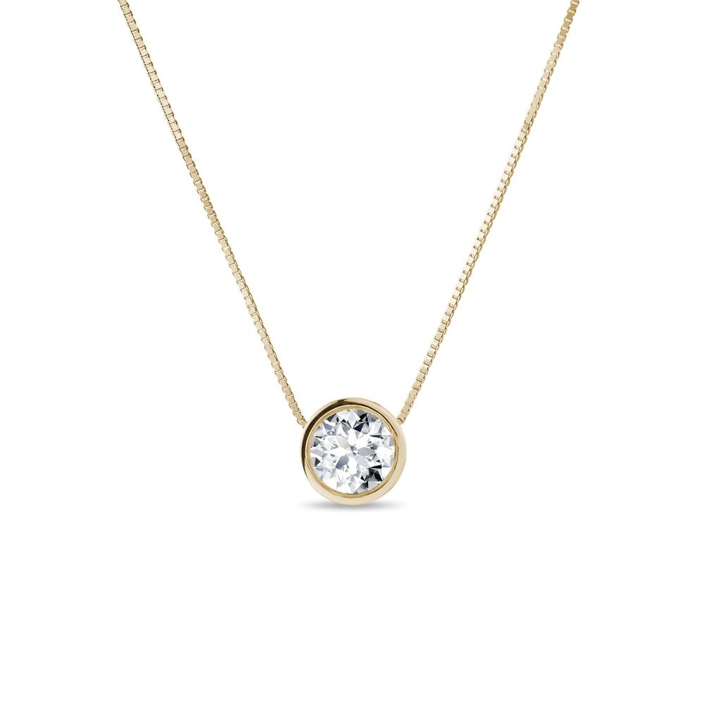 Zlatý bezel náhrdelník s diamantovým přívěskem KLENOTA
