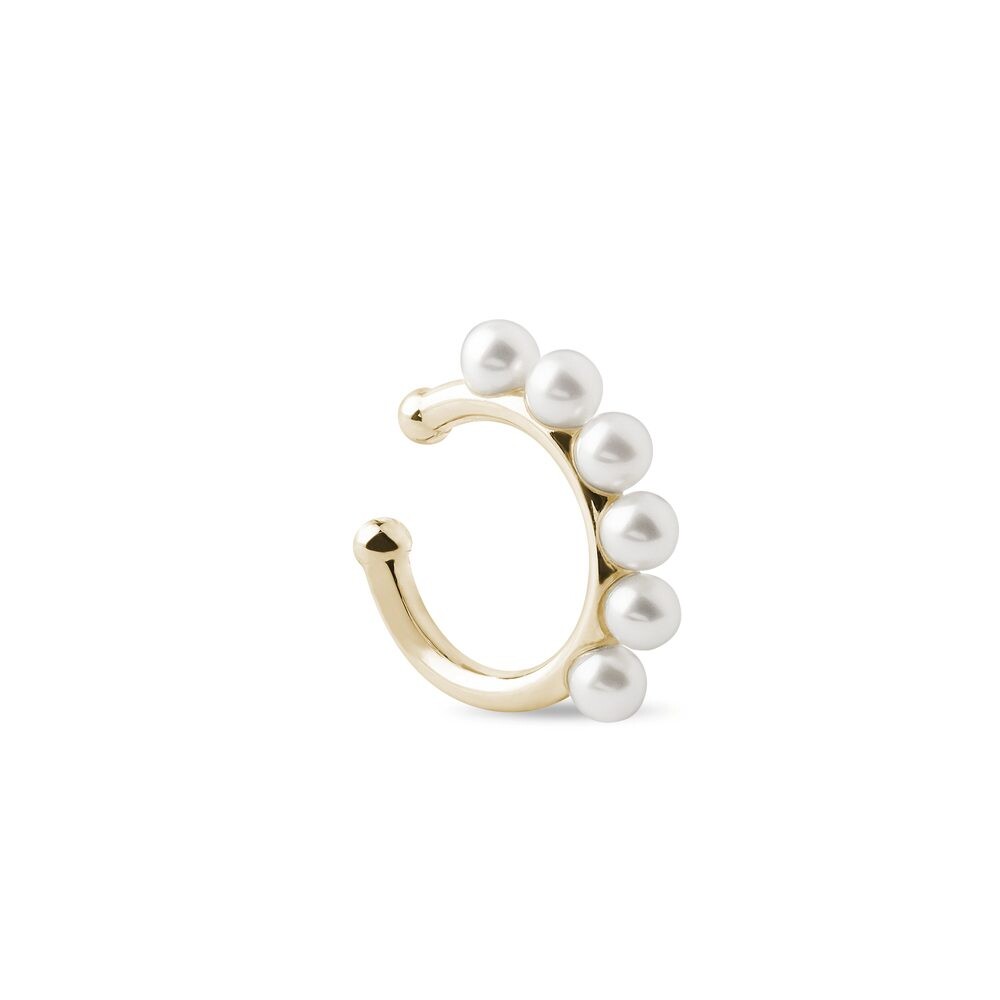 Nasazovací perlová náušnice ve zlatě KLENOTA