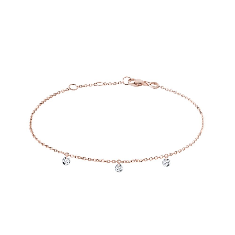 Náramek s provrtanými diamanty v růžovém zlatě KLENOTA
