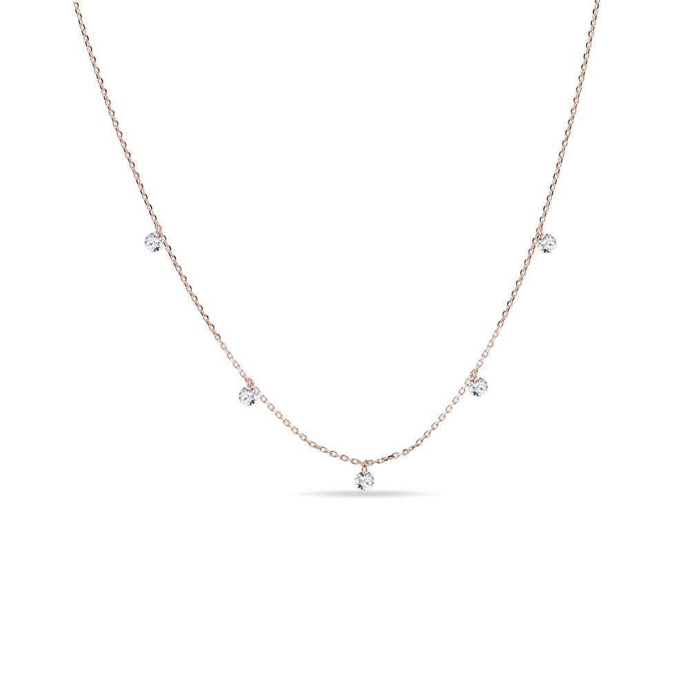 Elegantní náhrdelník s lab grown diamanty v růžovém zlatě KLENOTA