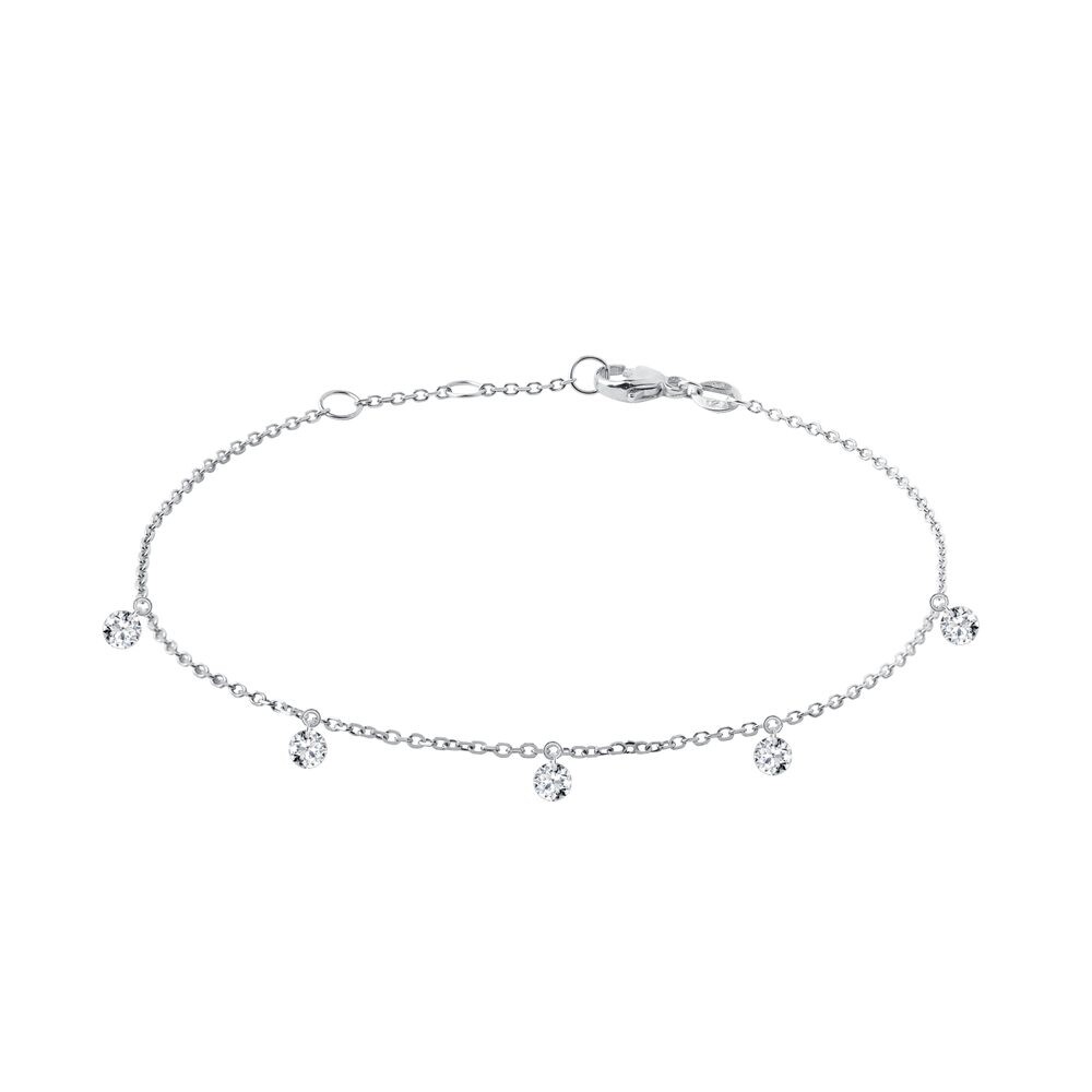 Náramek s provrtanými lab grown diamanty v bílém zlatě KLENOTA