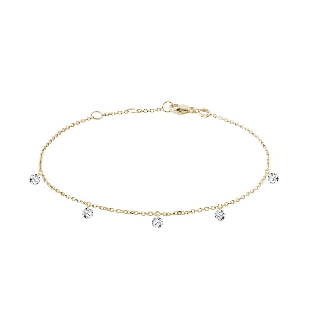 Náramek s provrtanými lab grown diamanty ve zlatě KLENOTA