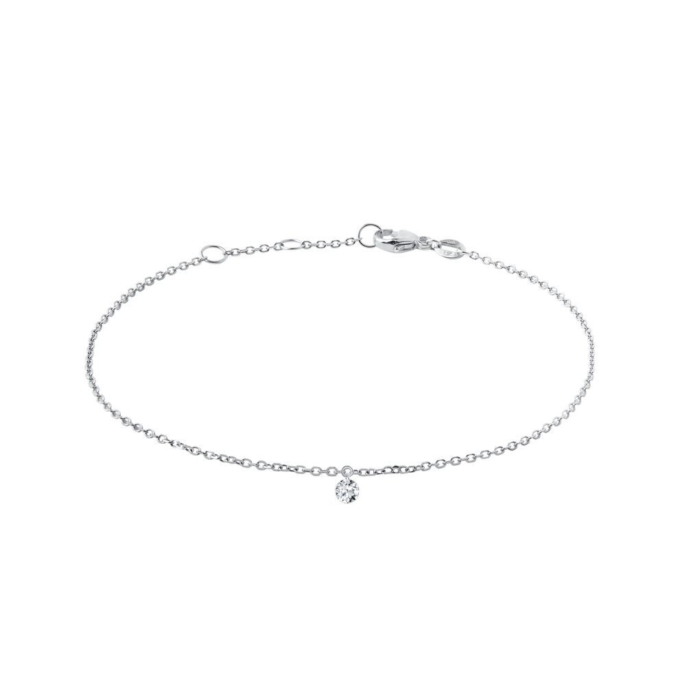 Náramek s provrtaným lab grown diamantem v bílém zlatě KLENOTA