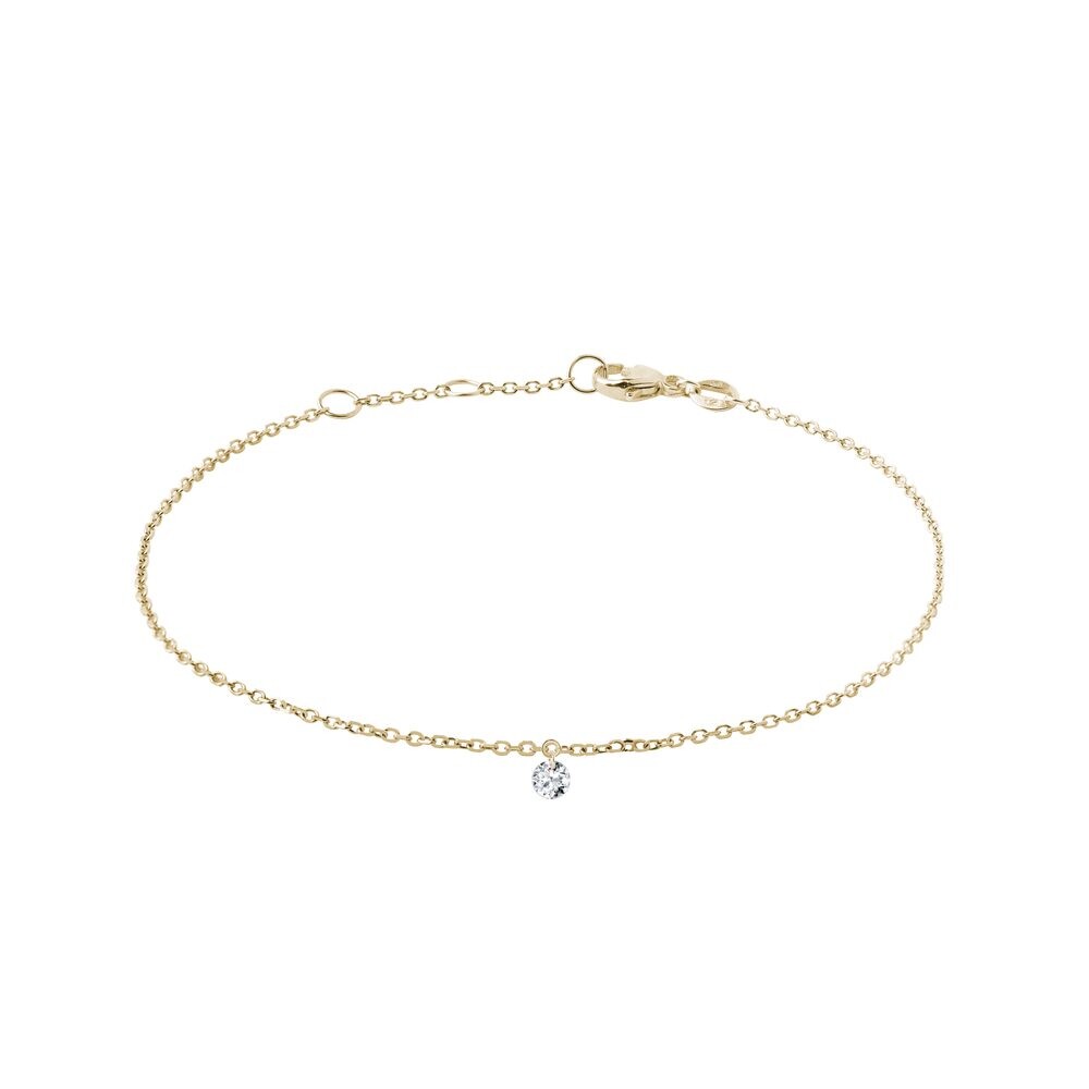 Zlatý náramek s provrtaným lab grown diamantem KLENOTA