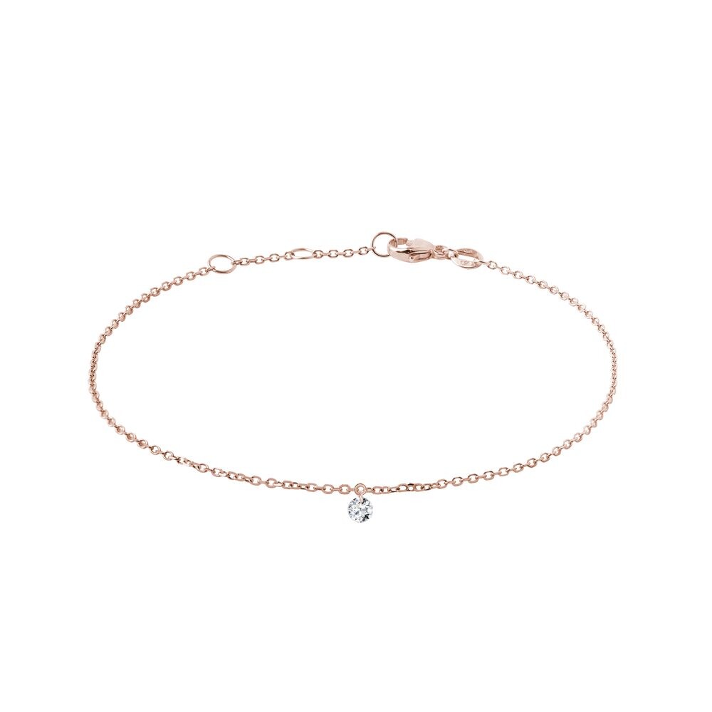 Náramek s provrtaným lab grown diamantem v růžovém zlatě KLENOTA