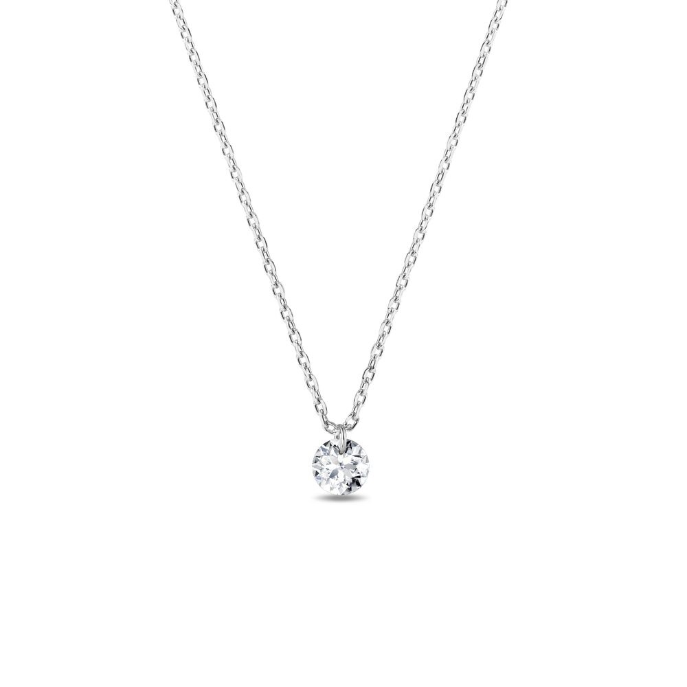 Náhrdelník z bílého zlata s laboratorním diamantem KLENOTA