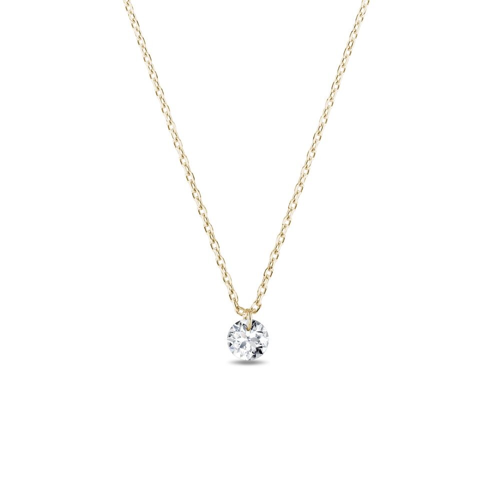Náhrdelník ze žlutého zlata s laboratorním diamantem KLENOTA