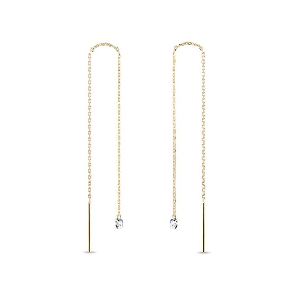Náušnice ze žlutého zlata s laboratorními diamanty KLENOTA