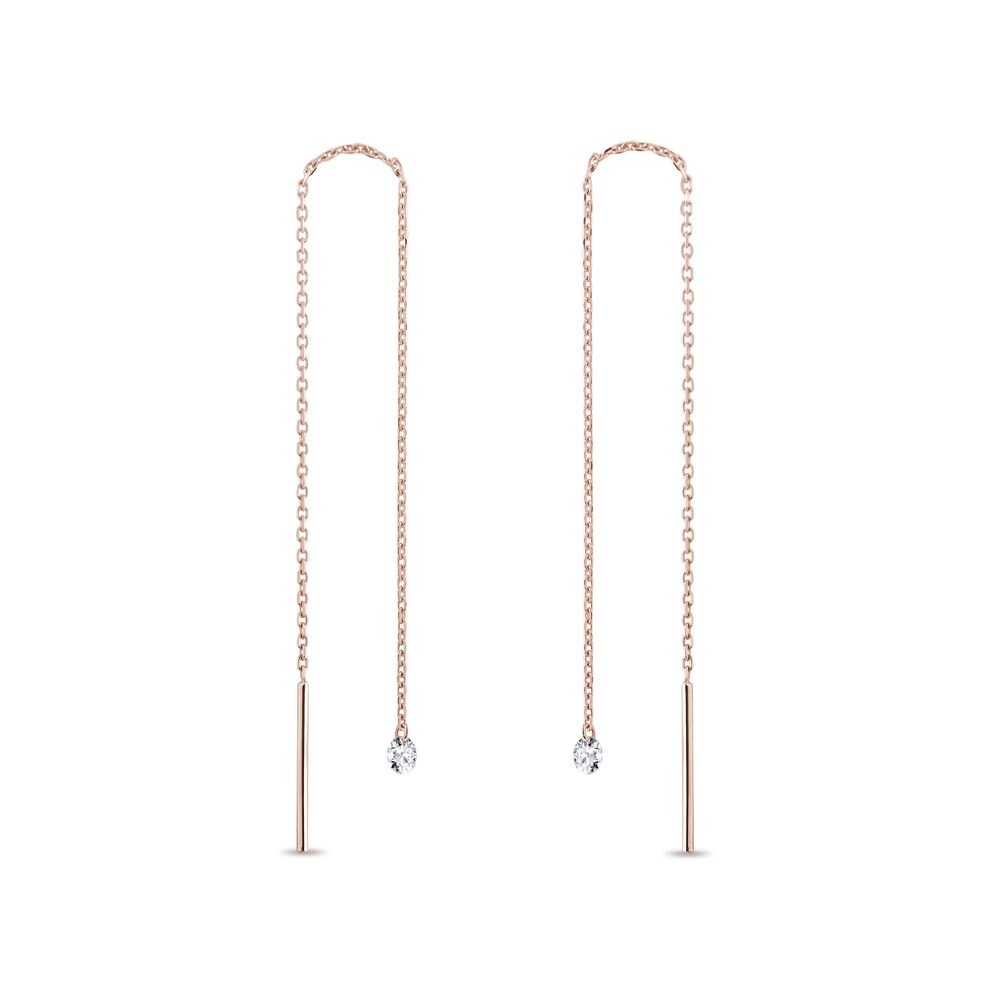 Náušnice z růžového zlata s laboratorními diamanty KLENOTA