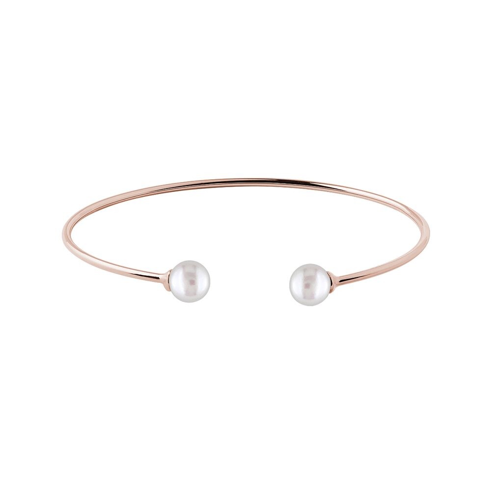 Nasazovací náramek s perlami v růžovém zlatě KLENOTA