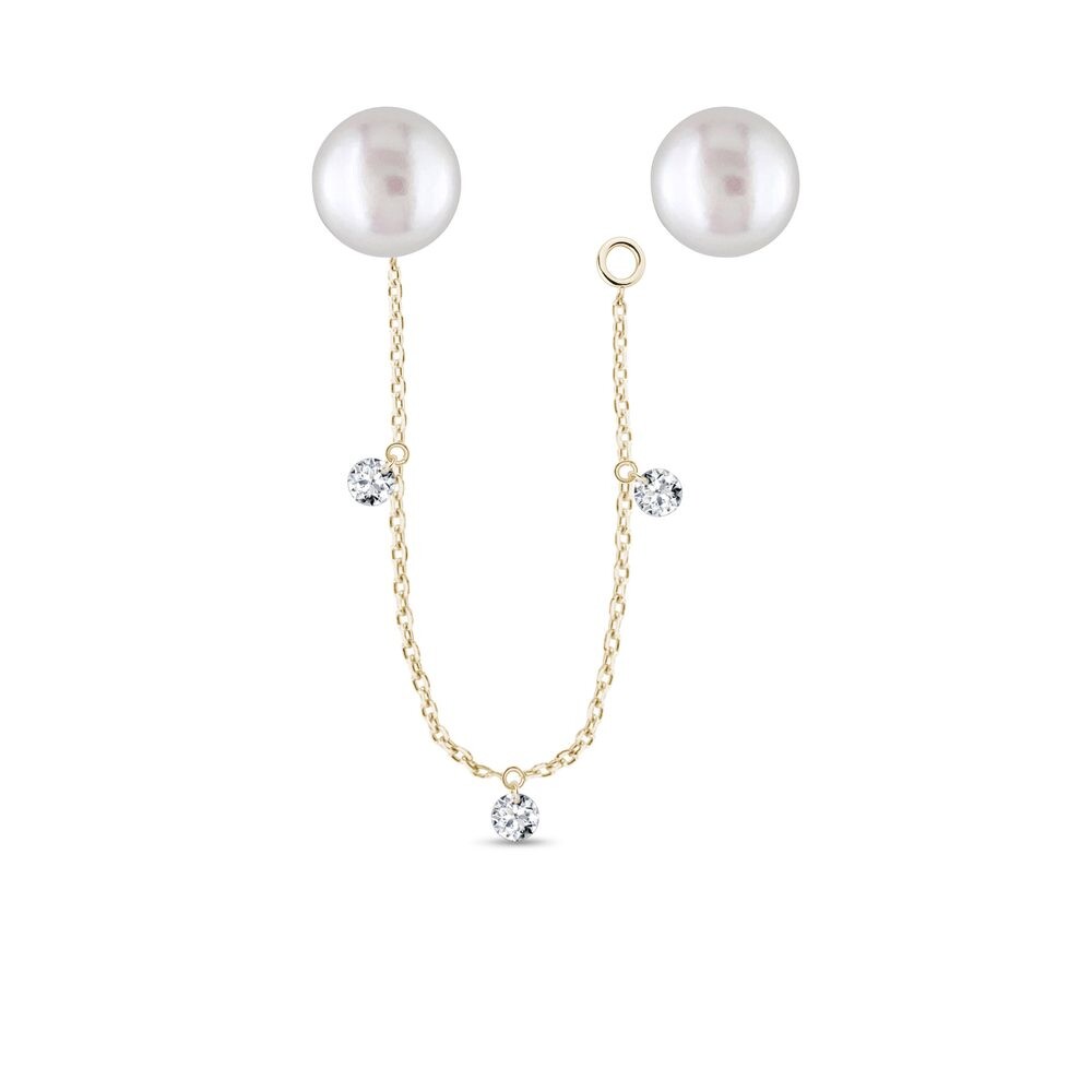 Variabilní perlové náušnice s diamanty a řetízkem ve zlatě KLENOTA