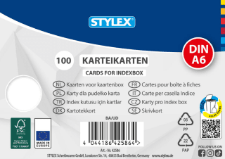 Karty do kartotéky A6 - bez lineatury