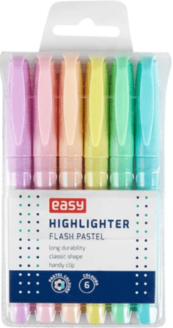 EASY FLASH PASTEL Sada pastelových zvýrazňovačů, kulaté, 6  barev