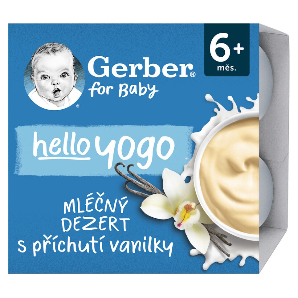 GERBER Hello yogo mléčný dezert vanilkový 6m+ 4 x 100 g
