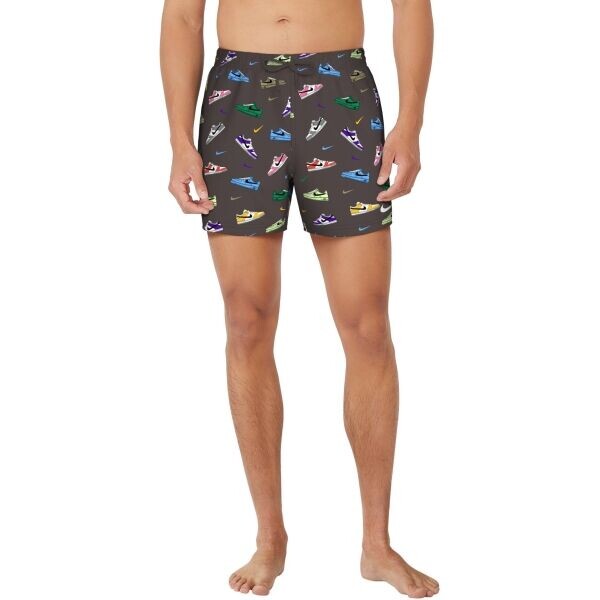 Nike MULTI PRINT Pánské plavecké šortky, hnědá, velikost