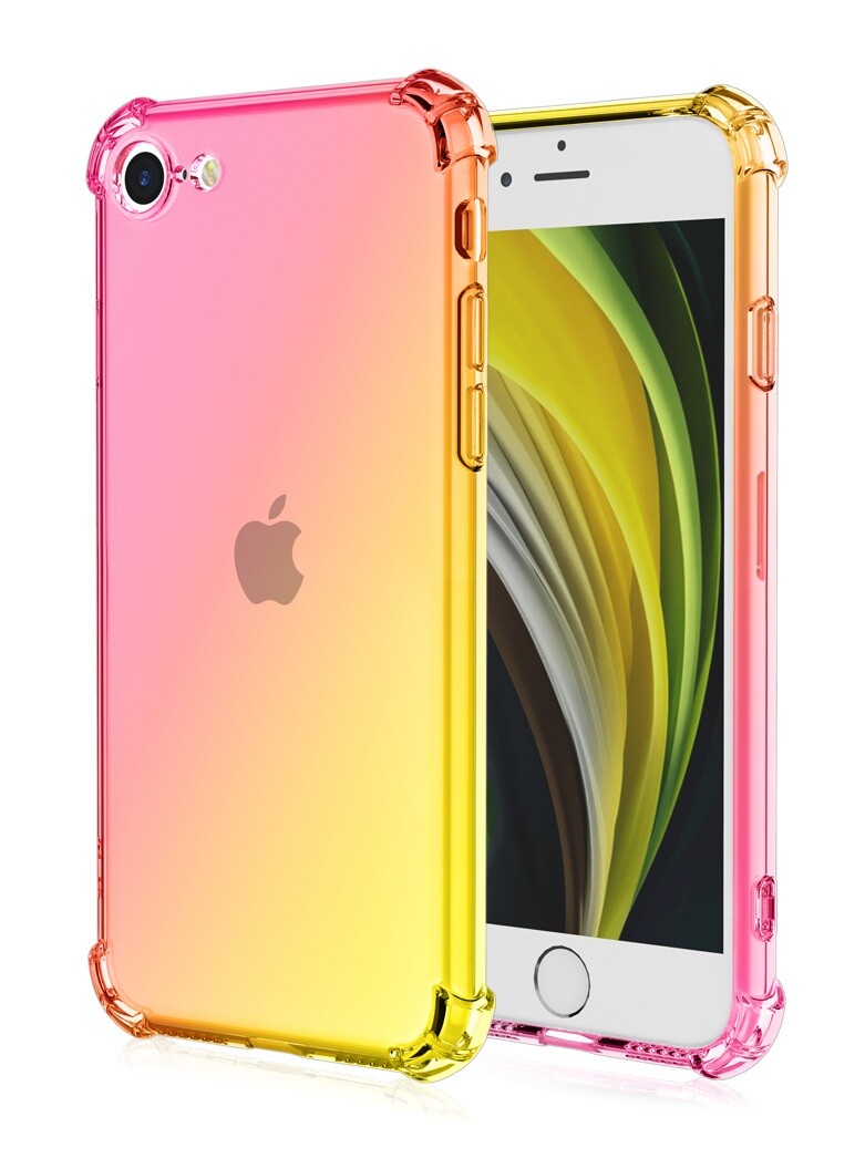 Kryt TopQ iPhone 16e Shock duhový růžovo-žlutý 138424
