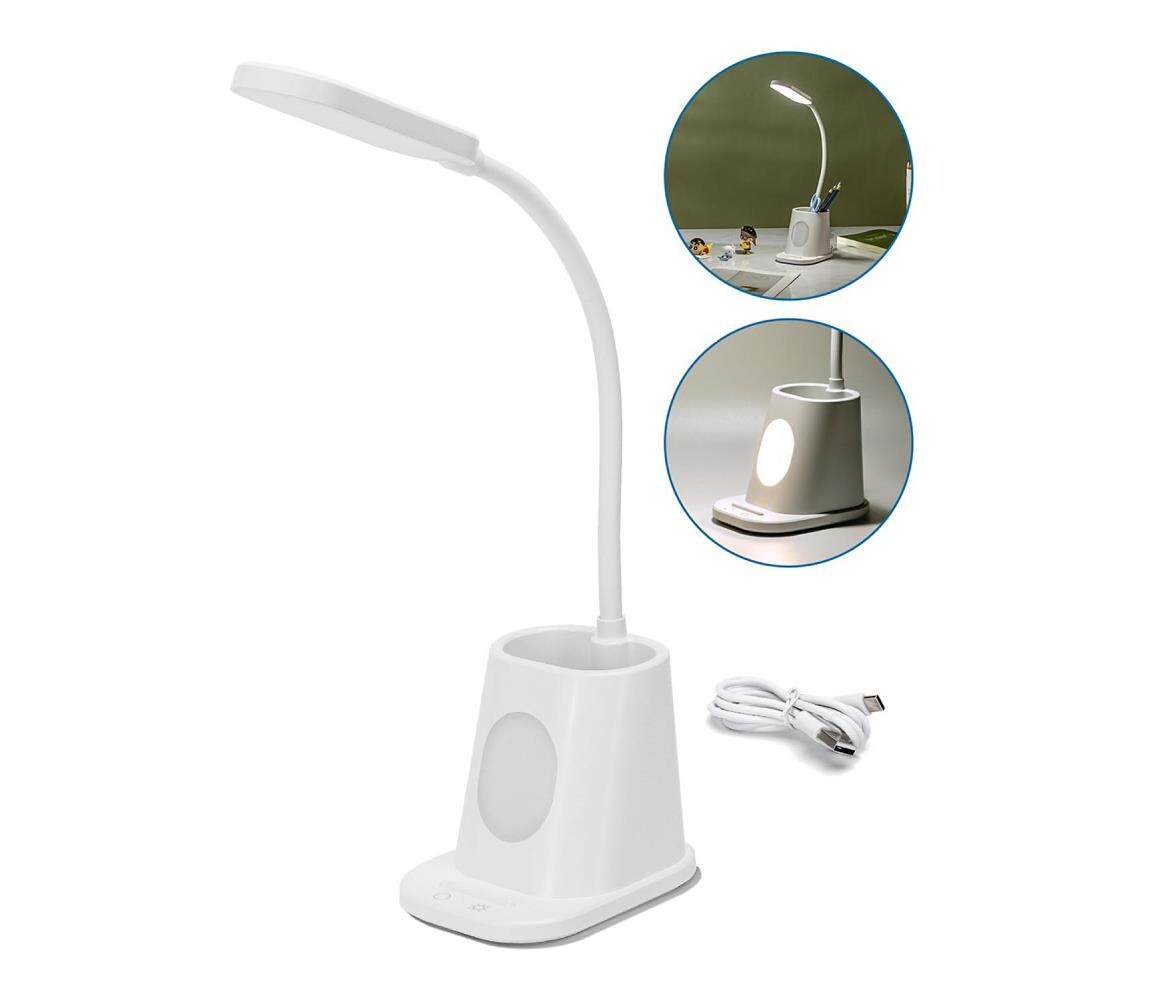 B.V. - LED Stmívatelná nabíjecí stolní lampa 2,8W/5V 1800mAh 3000/5000K bílá