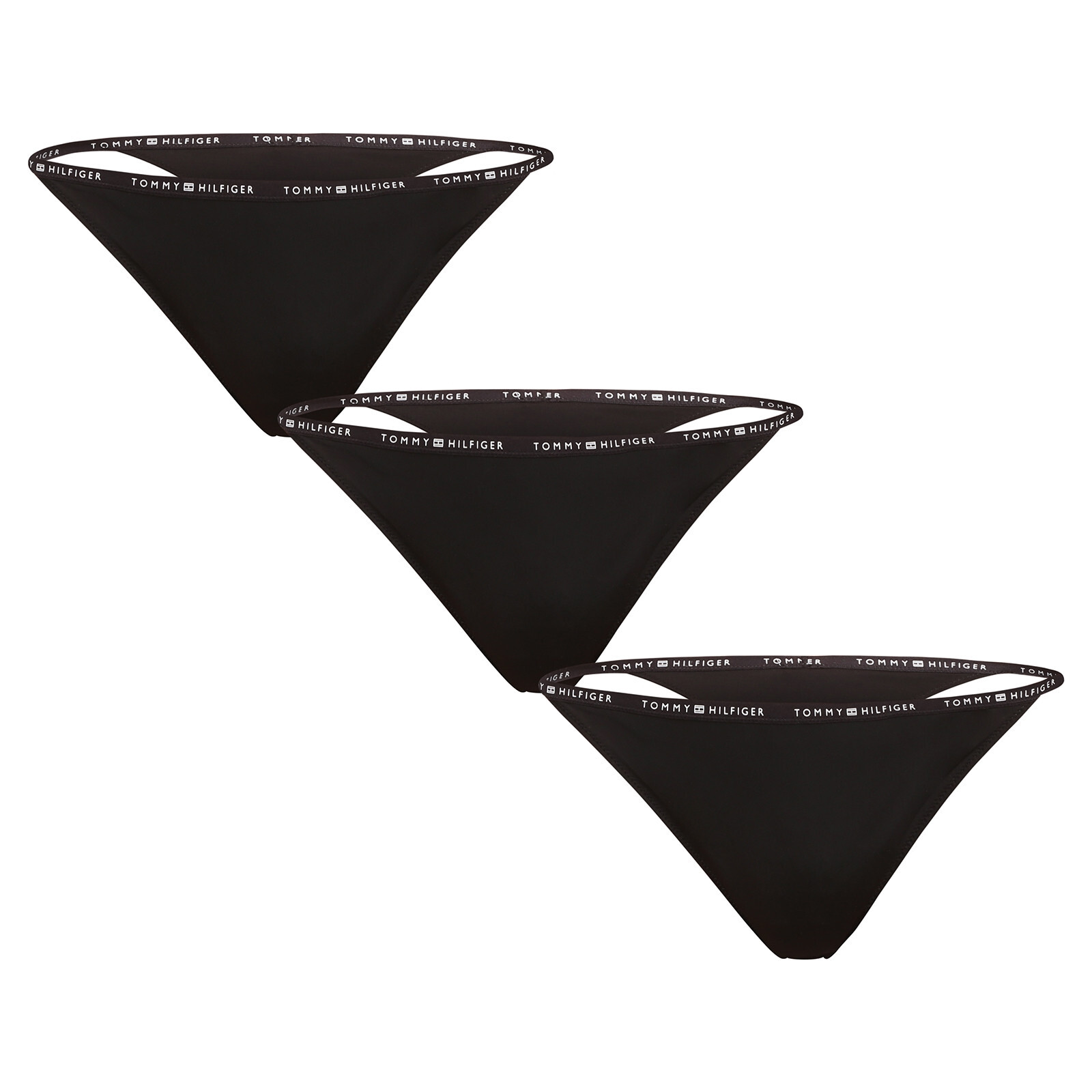 3PACK dámská tanga Tommy Hilfiger černá (UW0UW05756 0V2) XS