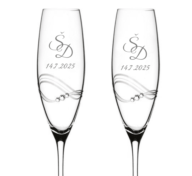 Dekorant Svatební sklenice na šampaňské Desire 1 s krystaly Swarovski 2KS