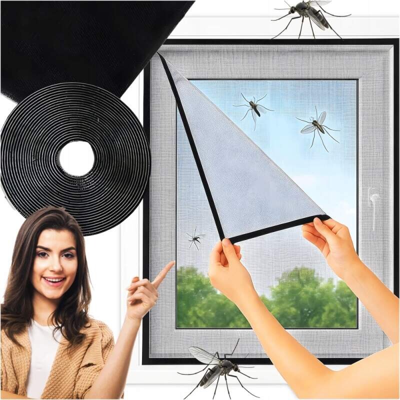 Černá moskytiera okenní síť proti hmyzu 180x150cm