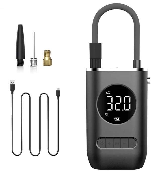 Akumulátorová pumpa do auta na kolo s detekci tlaku a LED světlem