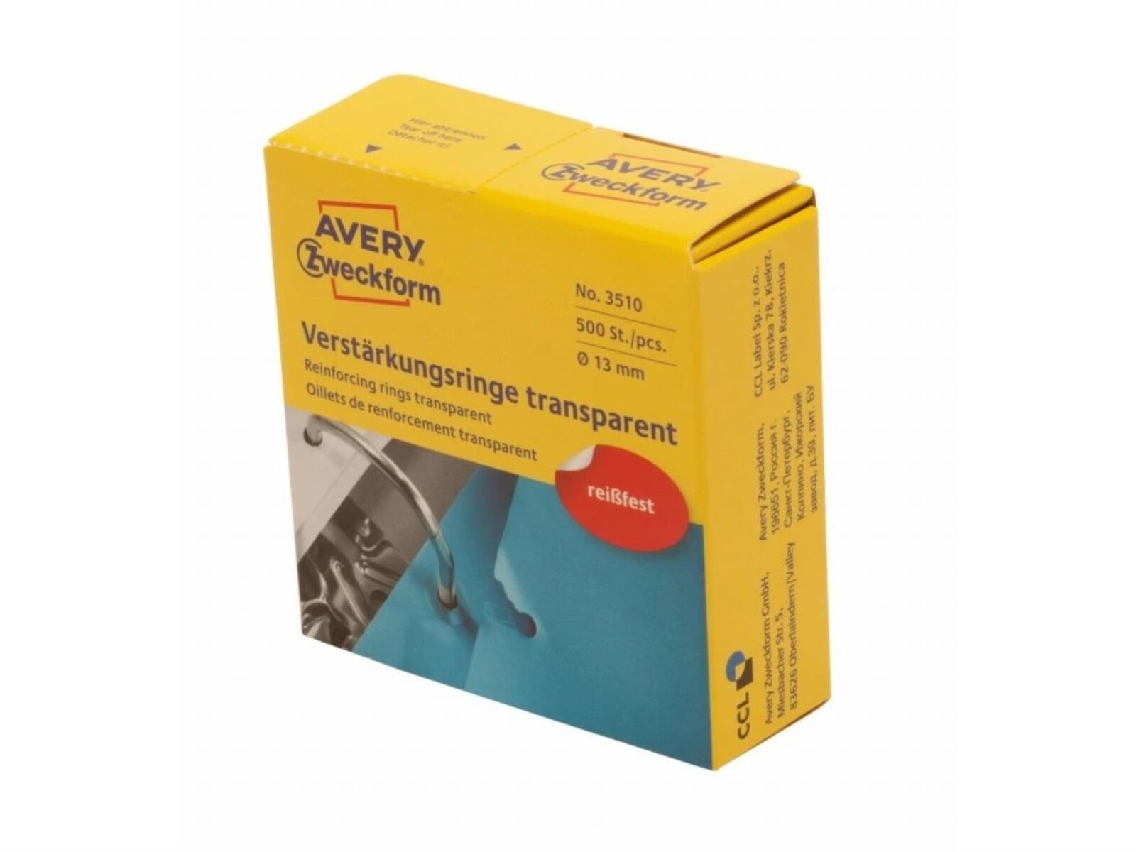 Zpevňovací kroužky Avery Zweckform - transparentní, 500 ks