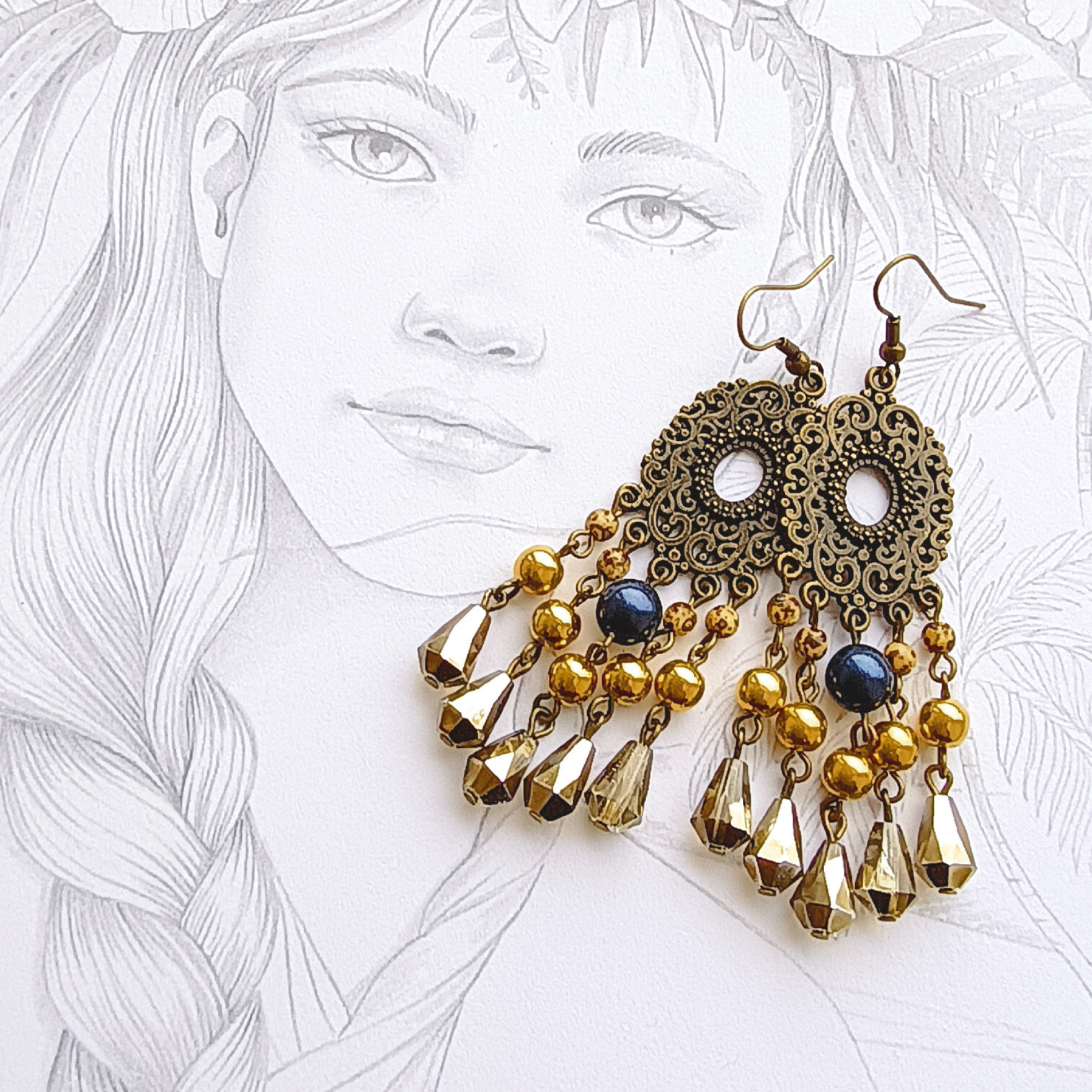 Emada Náušnice, 1011, Zlatá Šeherezáda, 1 pár