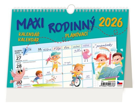 Maxi rodinný plánovací 2026 - stolní kalendář
